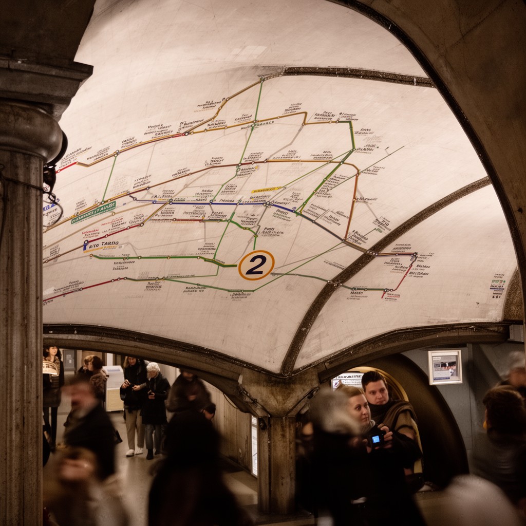 AI-generated illustration of Paris Métro Line 2