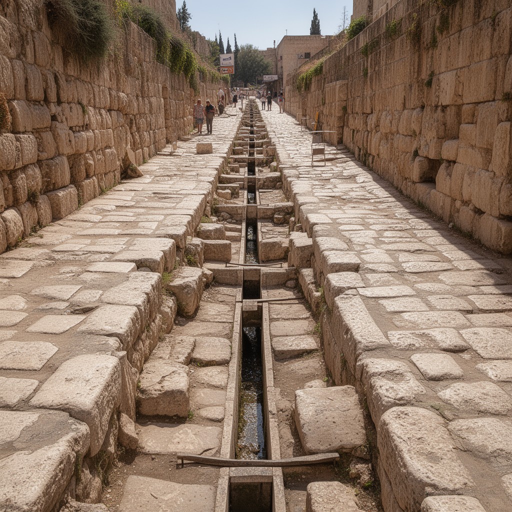 AI-generated illustration of Herodian street and drainage system