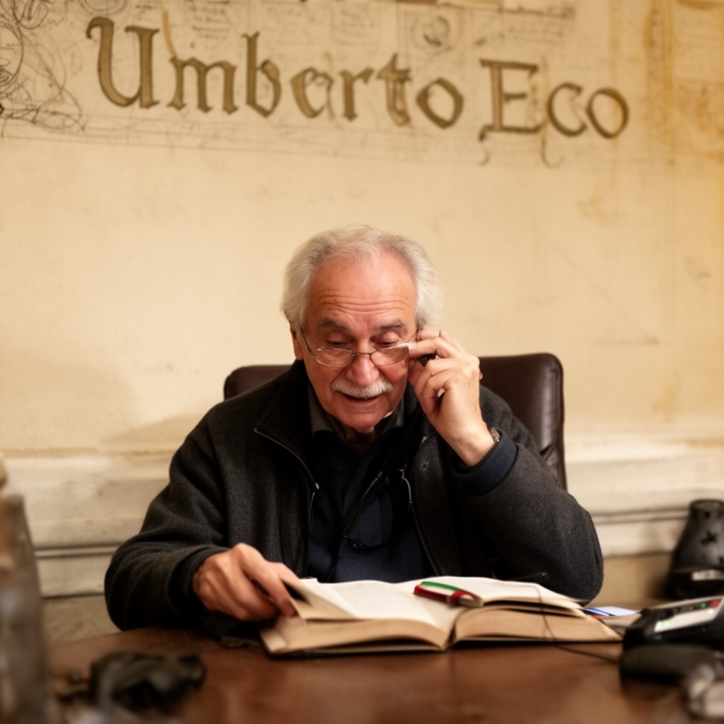 AI-generated illustration of Umberto Eco