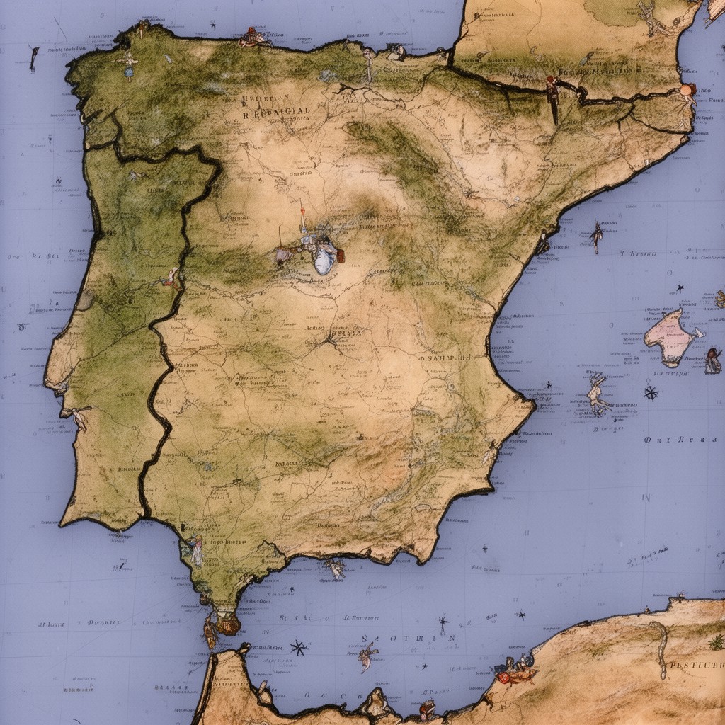 AI-generated illustration of Iberian Peninsula