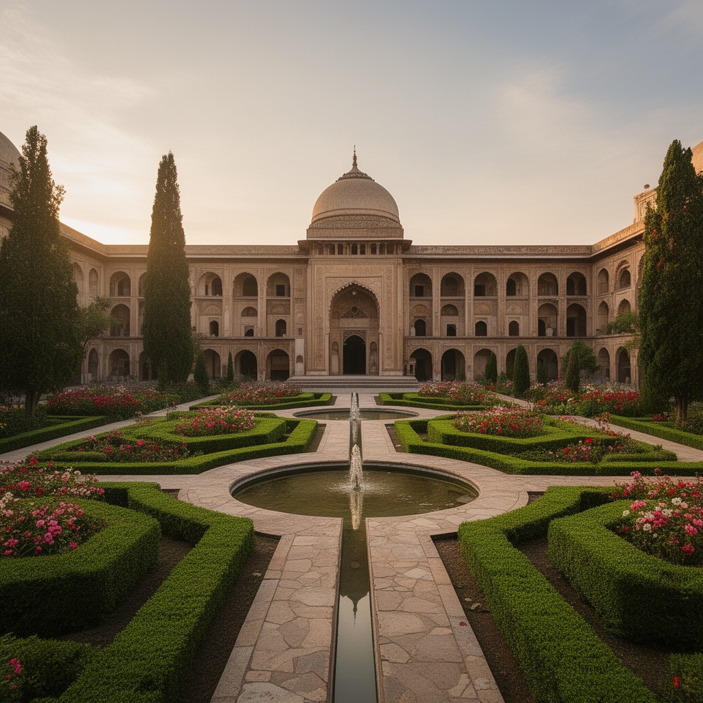 AI-generated illustration of charbagh garden