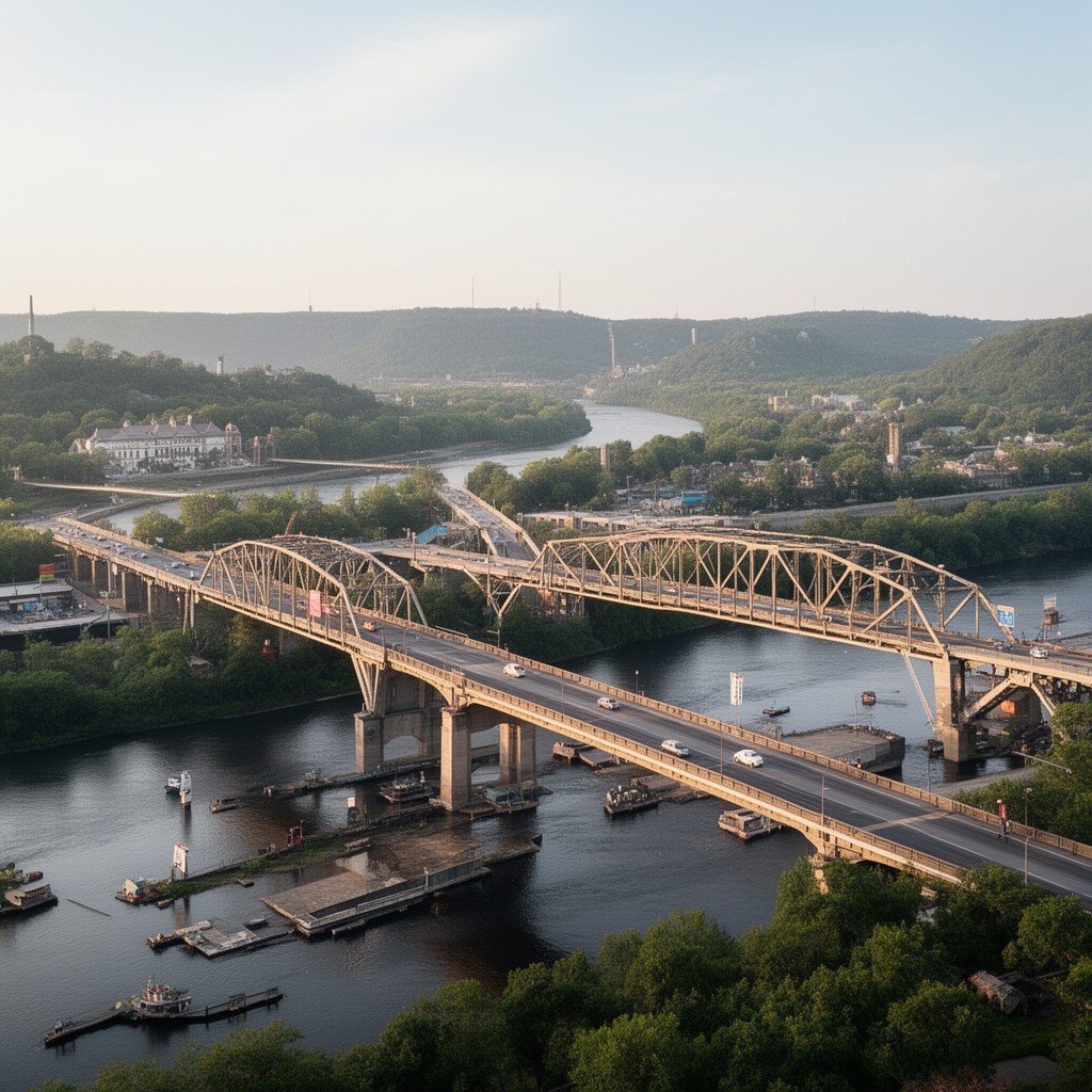 AI-generated illustration of Twin Bridges (New York)