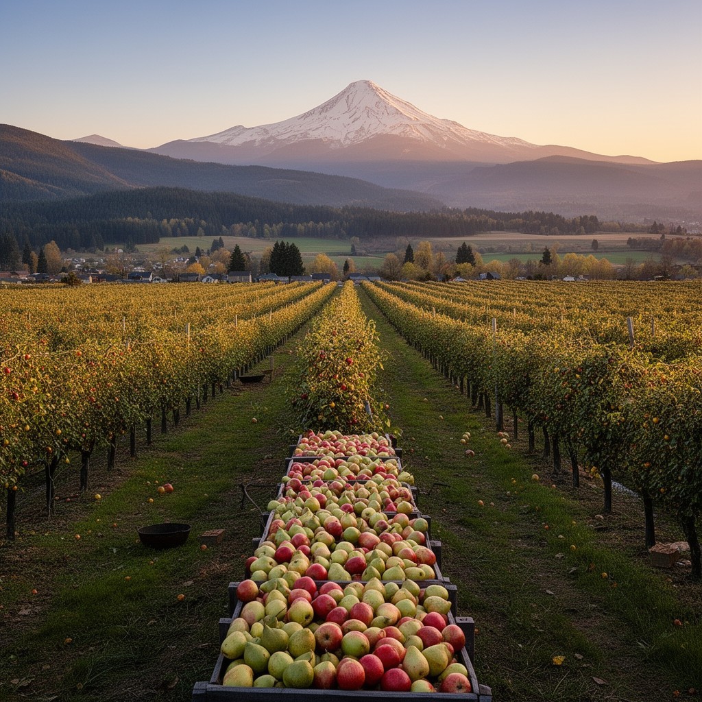 AI-generated illustration of Hood River Valley
