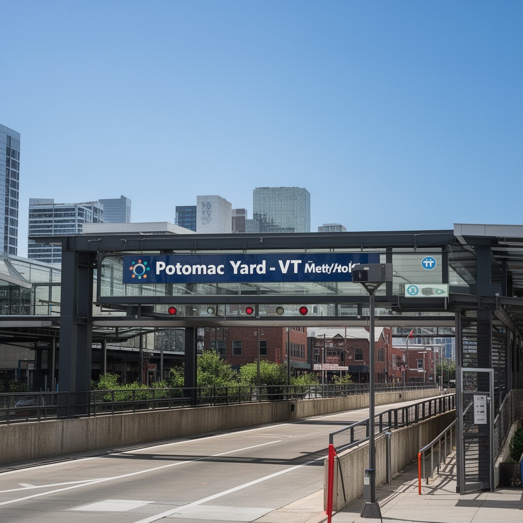 AI-generated illustration of Potomac Yard–VT Metrorail station