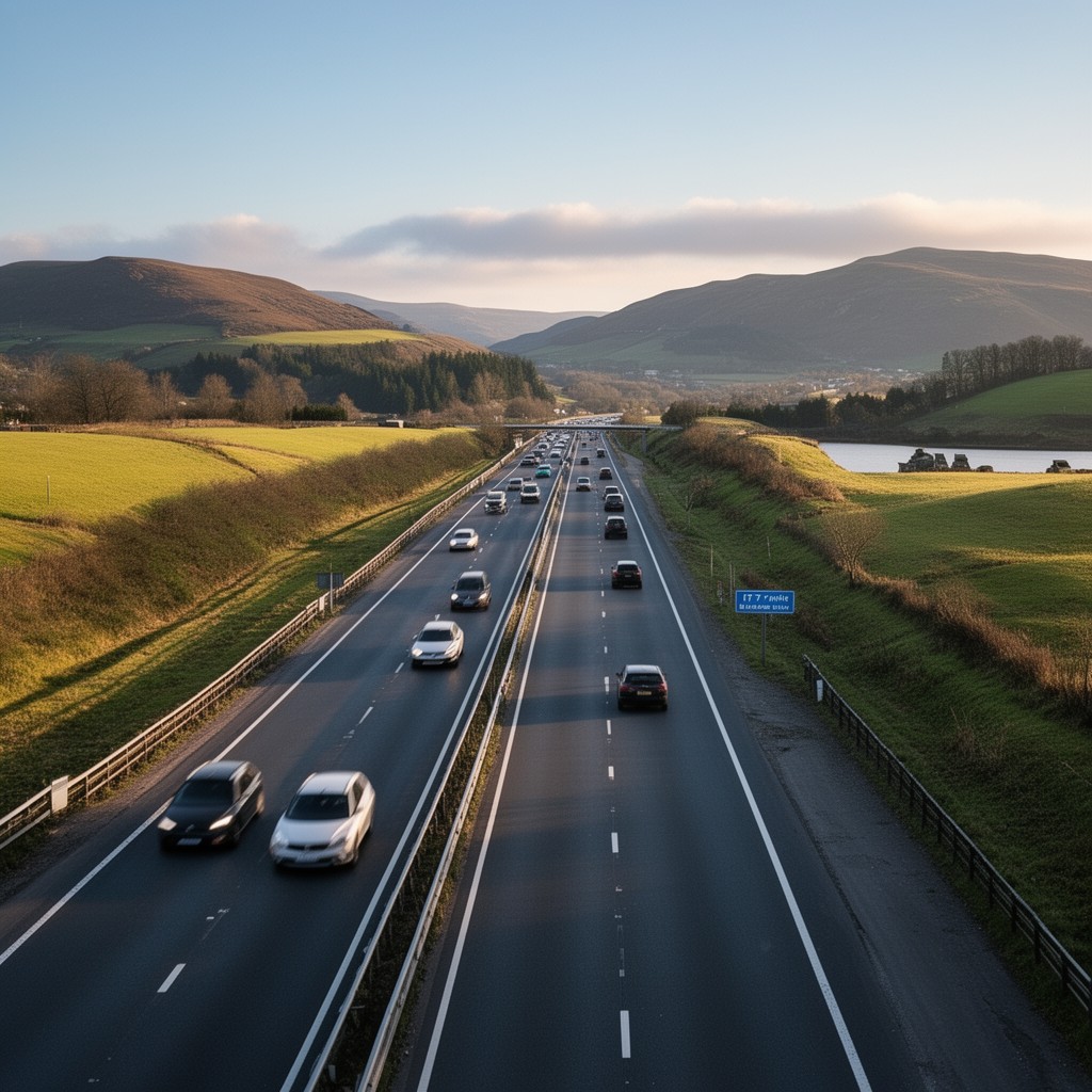 AI-generated illustration of M77 motorway