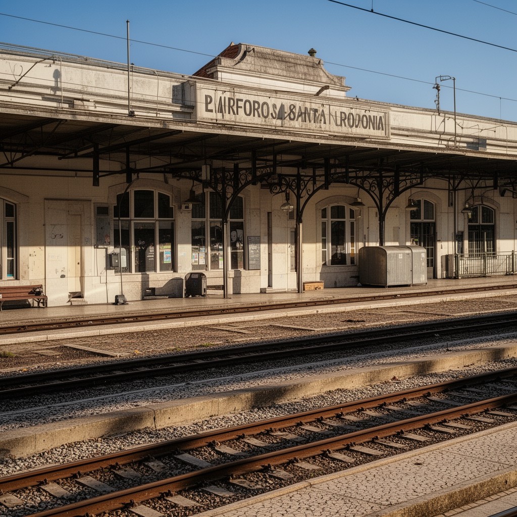 AI-generated illustration of Lisbon Santa Apolónia railway station