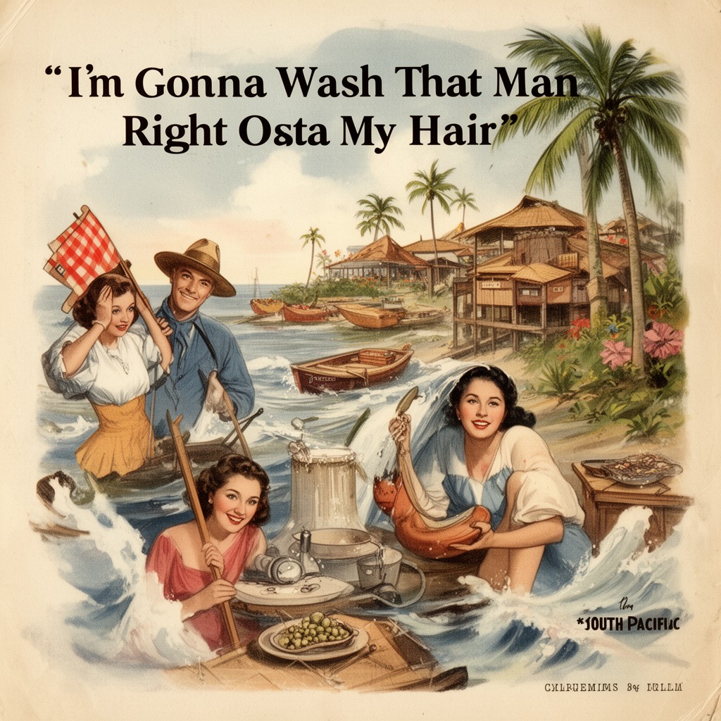 AI-generated illustration of I’m Gonna Wash That Man Right Outa My Hair