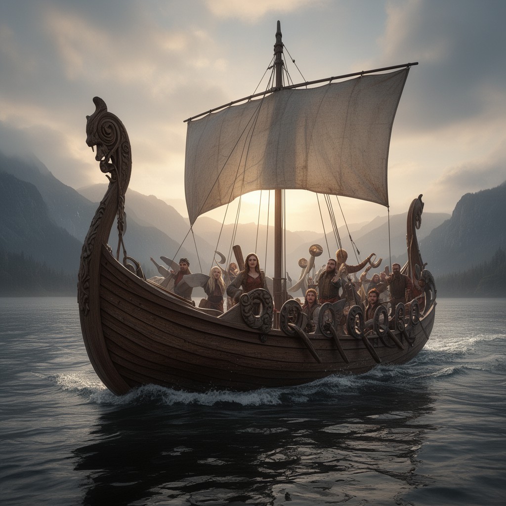 AI-generated illustration of Viking ship