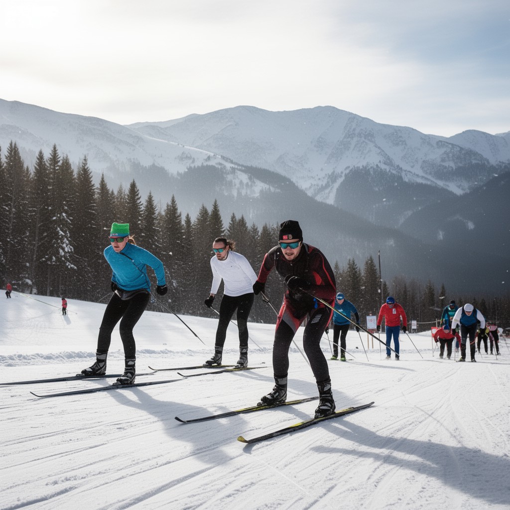 AI-generated illustration of Nordic skiing