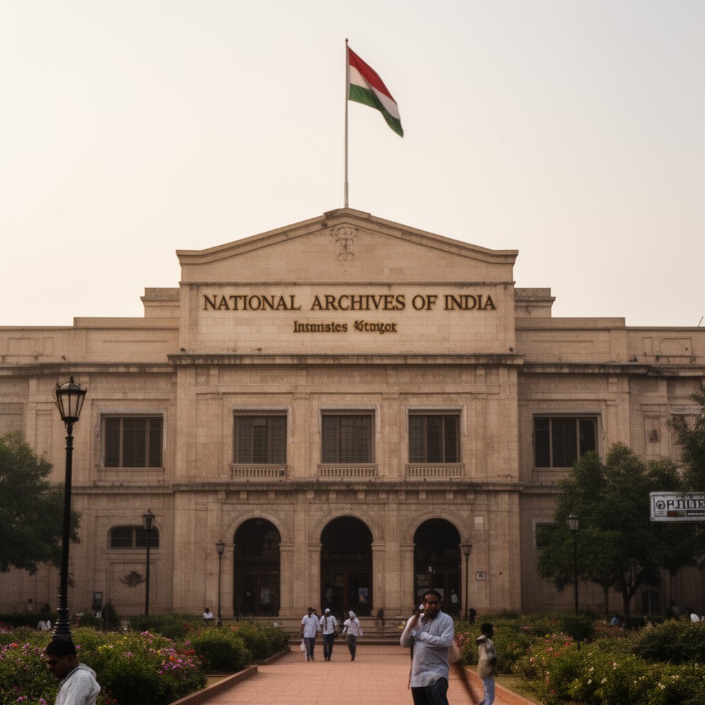 AI-generated illustration of National Archives of India