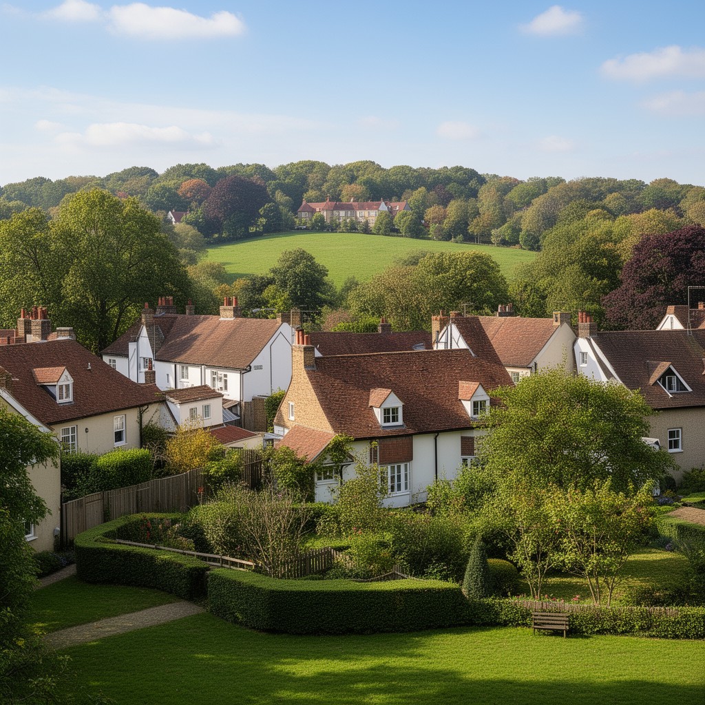 AI-generated illustration of Highwood Hill, Mill Hill