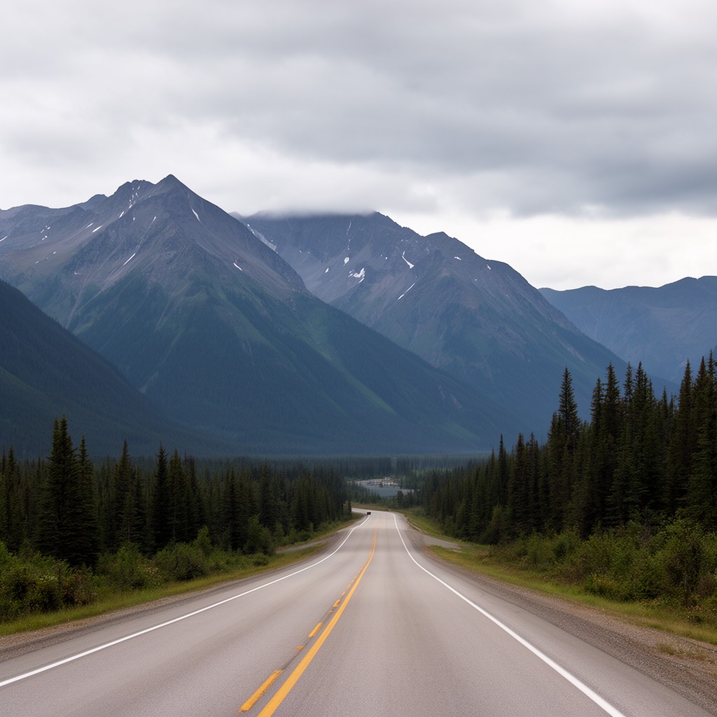 AI-generated illustration of Glenn Highway