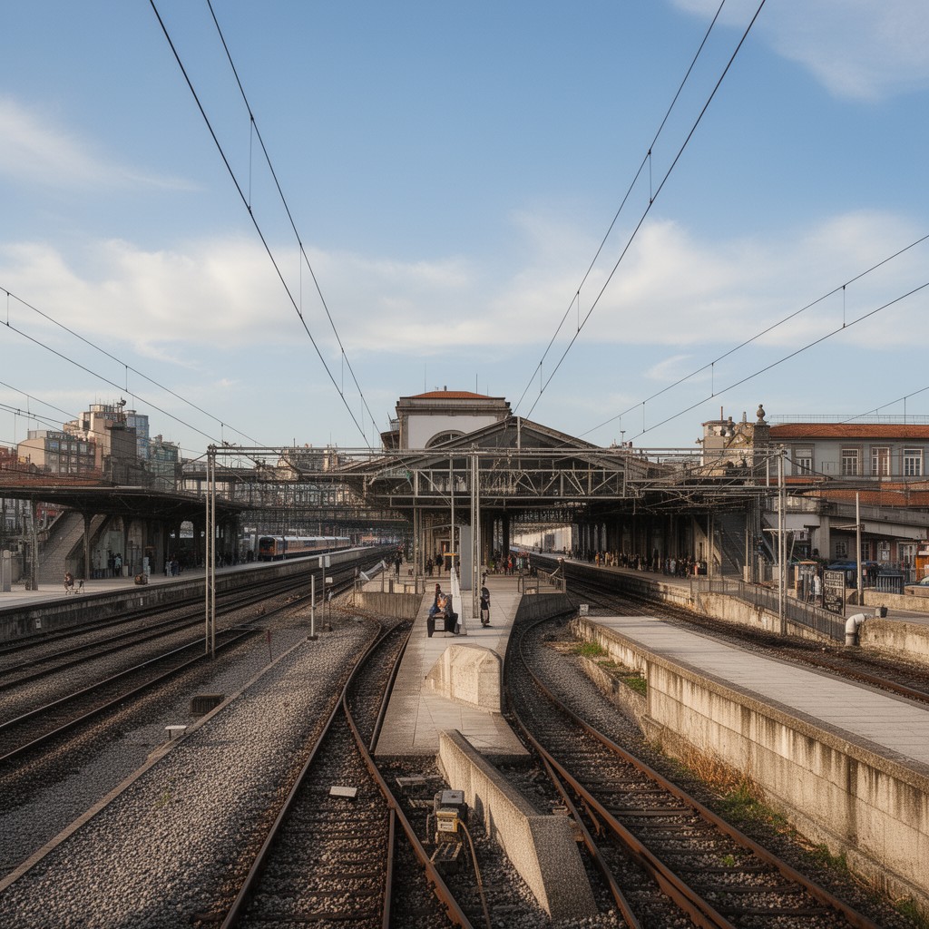 AI-generated illustration of Porto Campanhã railway station
