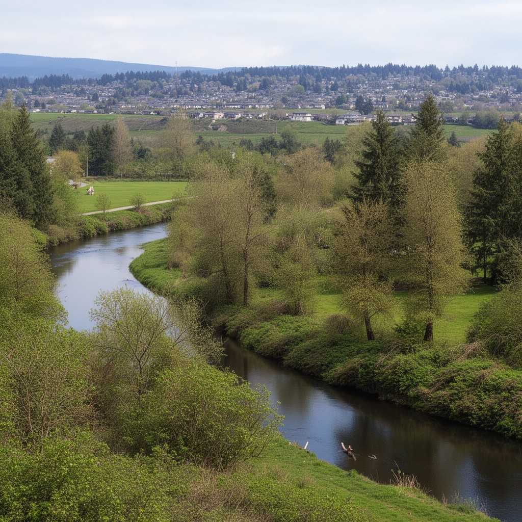 AI-generated illustration of Salmon Creek, Washington