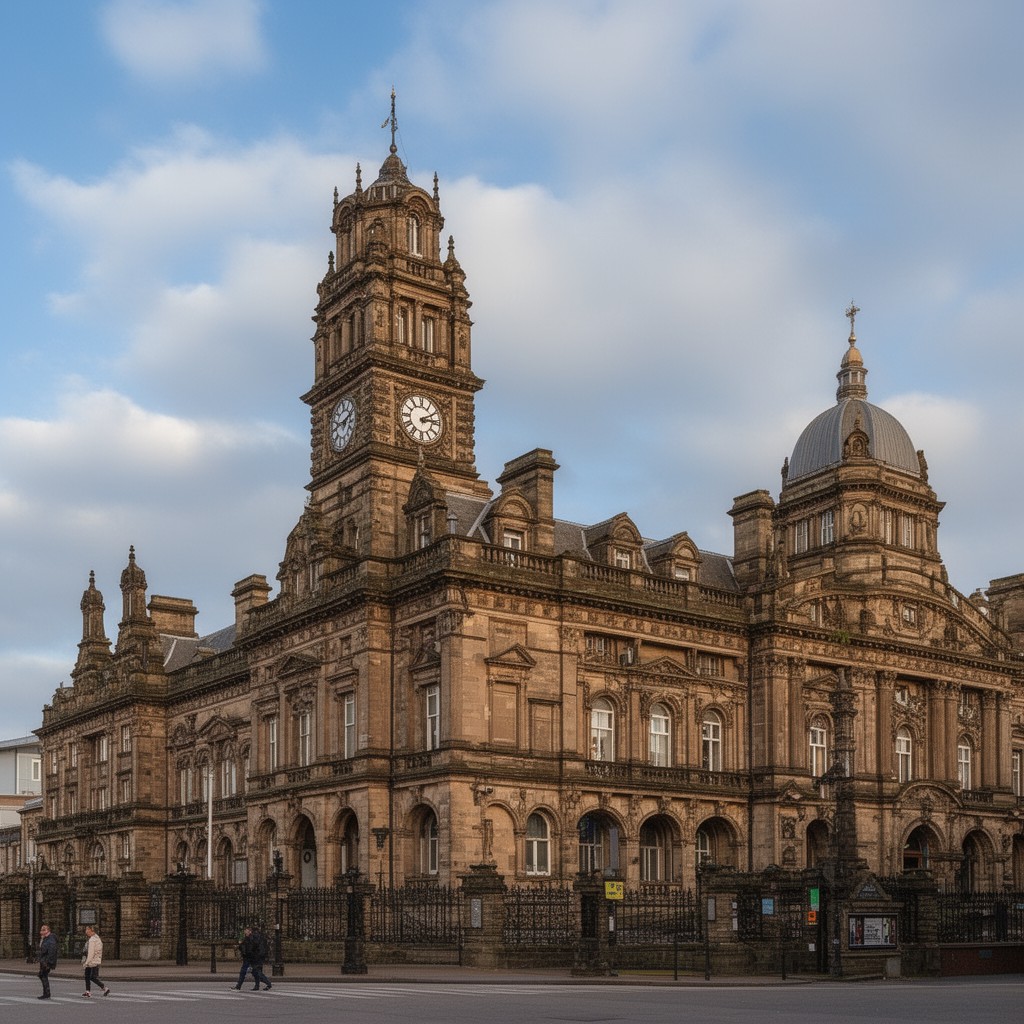 AI-generated illustration of Stockport Town Hall