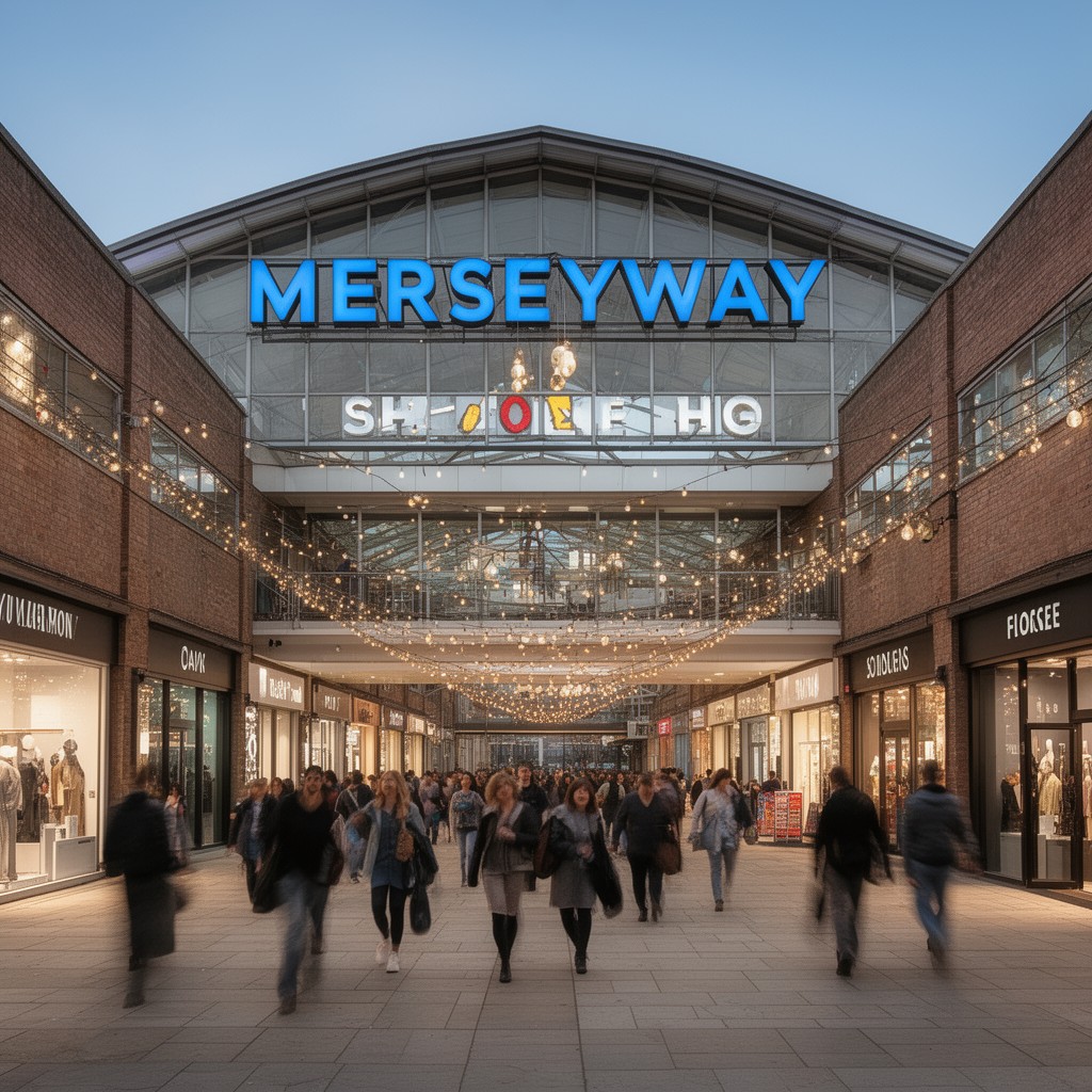 AI-generated illustration of Merseyway Shopping Centre
