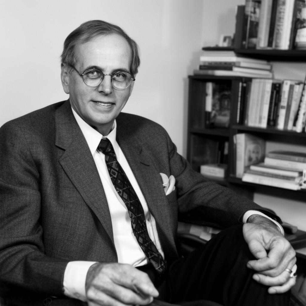 AI-generated illustration of John Kenneth Galbraith