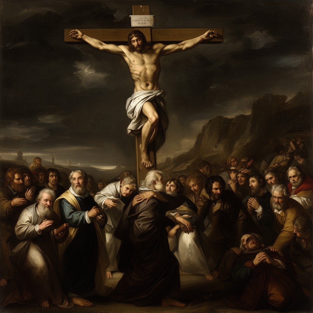 AI-generated illustration of The Crucifixion of Saint Peter