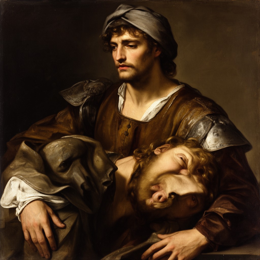 AI-generated illustration of David with the Head of Goliath