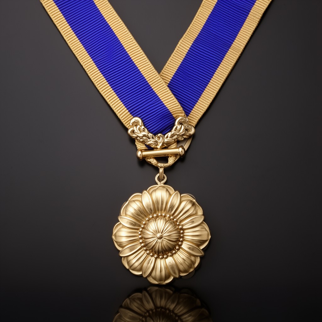 AI-generated illustration of Grand Cordon of the Order of the Paulownia Flowers