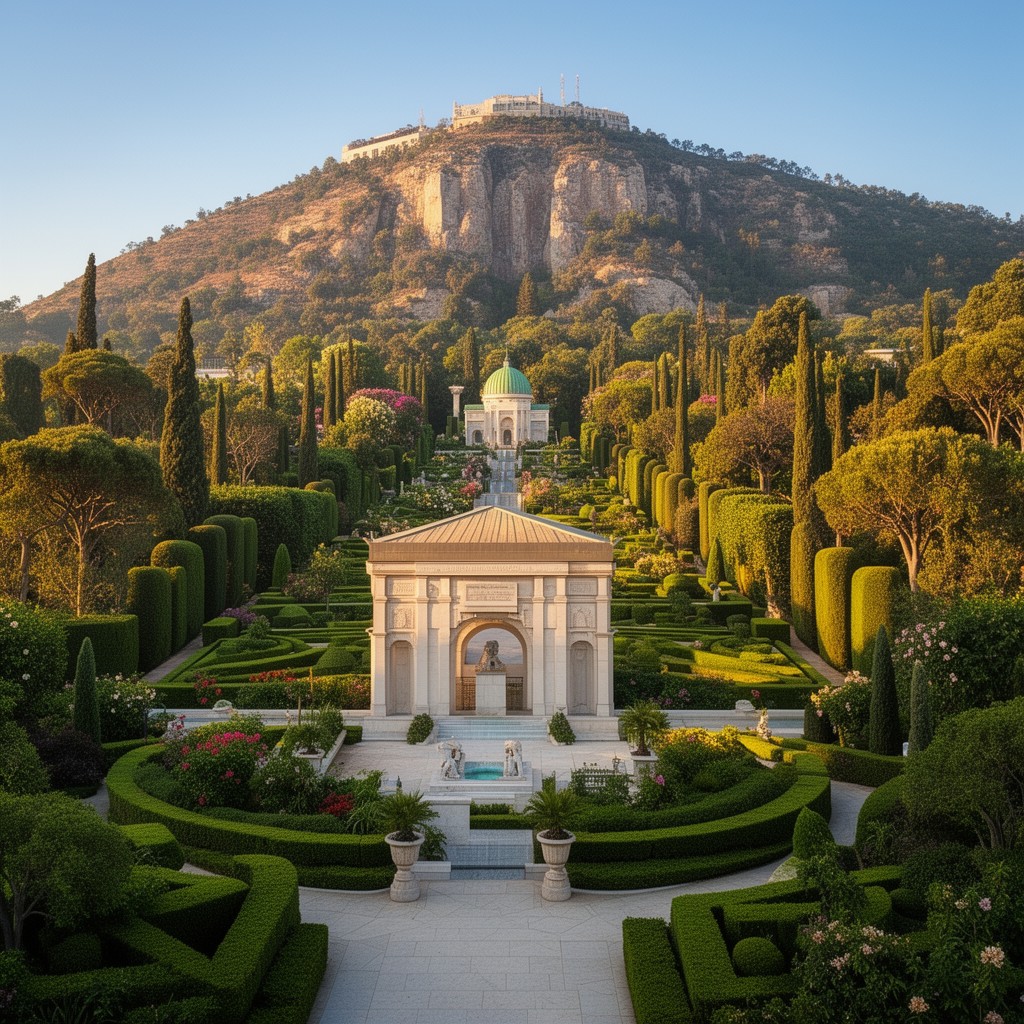 AI-generated illustration of Baháʼí Gardens