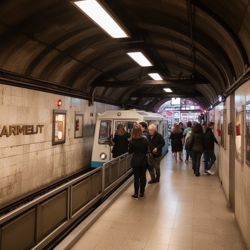 AI-generated illustration of Carmelit underground funicular
