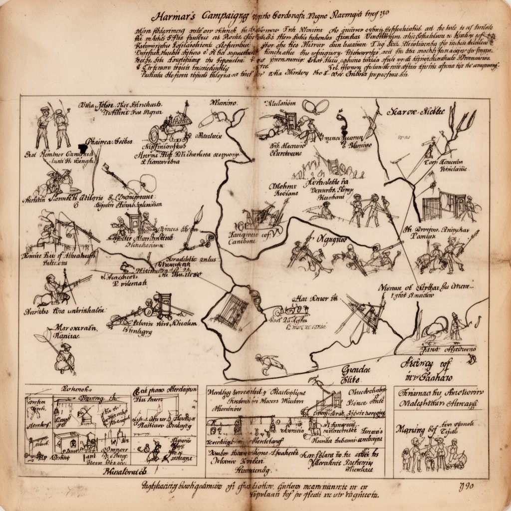 AI-generated illustration of Harmar's Campaign, 1790