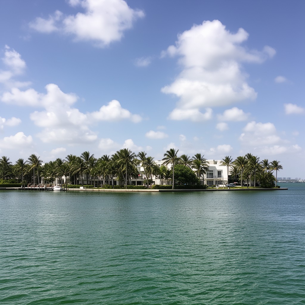 AI-generated illustration of Palm Island, Miami Beach, Florida, United States