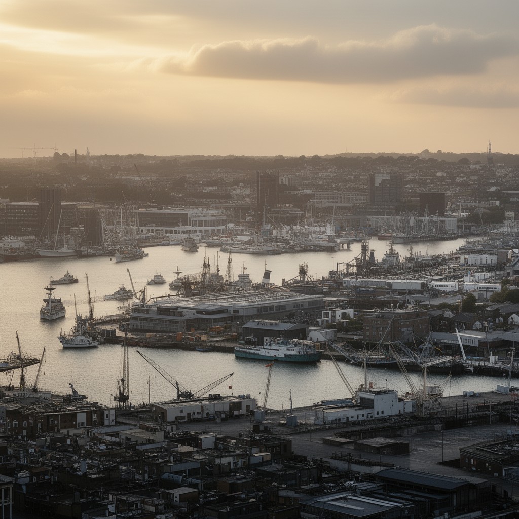AI-generated illustration of Portsmouth Harbour