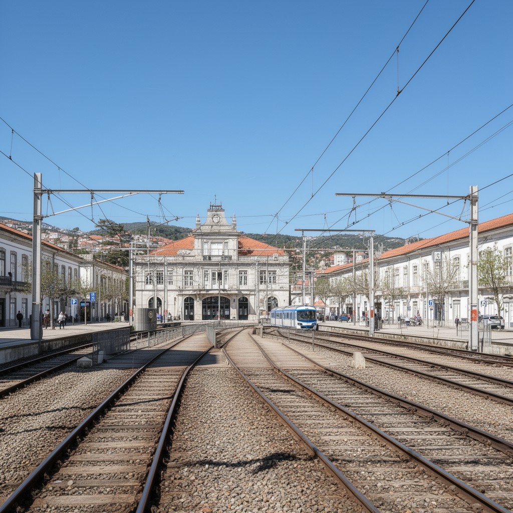 AI-generated illustration of Coimbra-B railway station