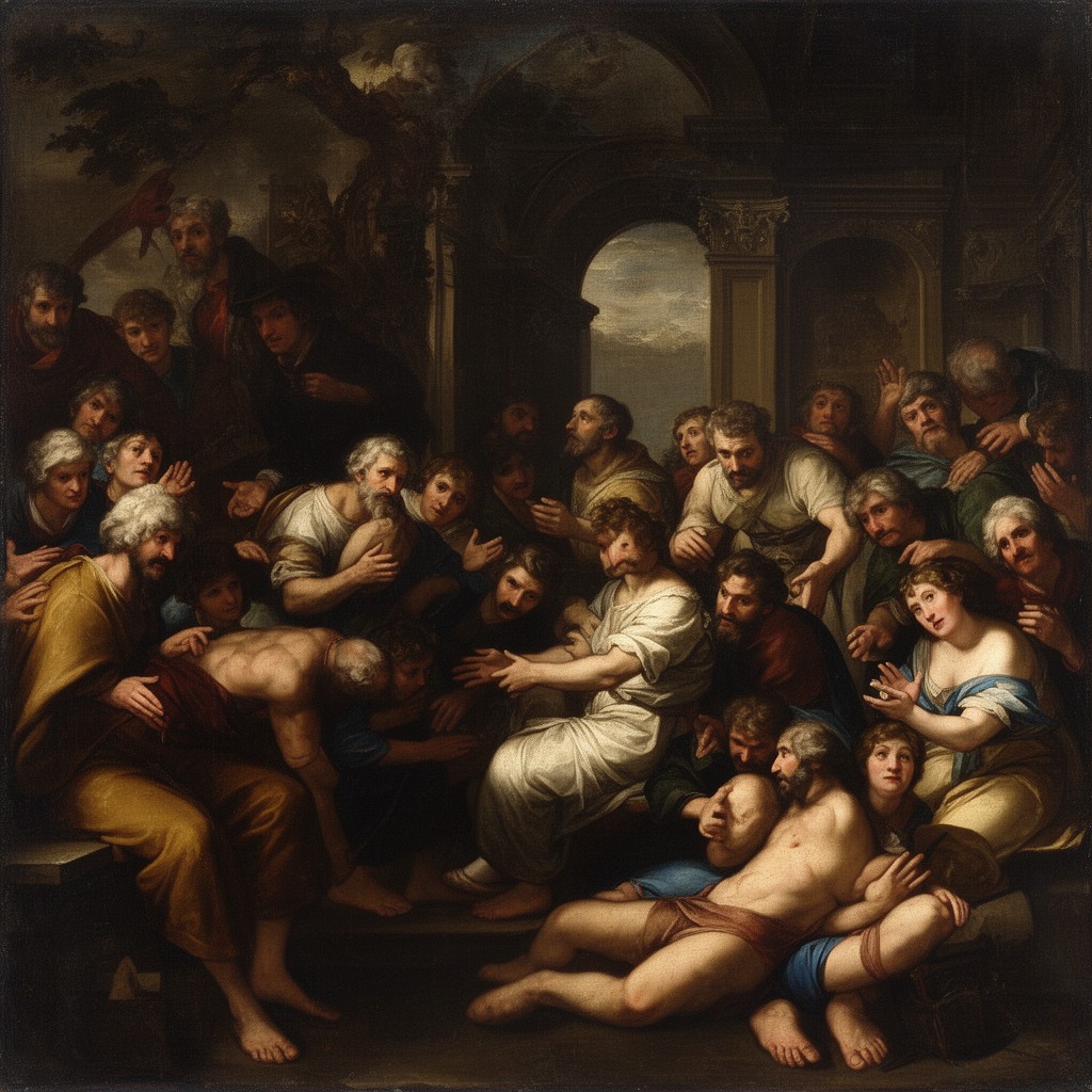 AI-generated illustration of The Seven Works of Mercy
