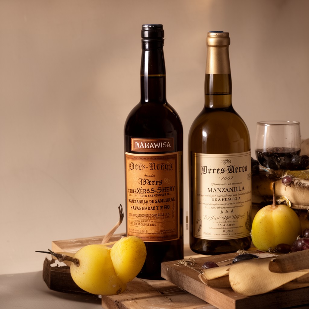 AI-generated illustration of Jerez-Xérès-Sherry y Manzanilla de Sanlúcar de Barrameda DO
