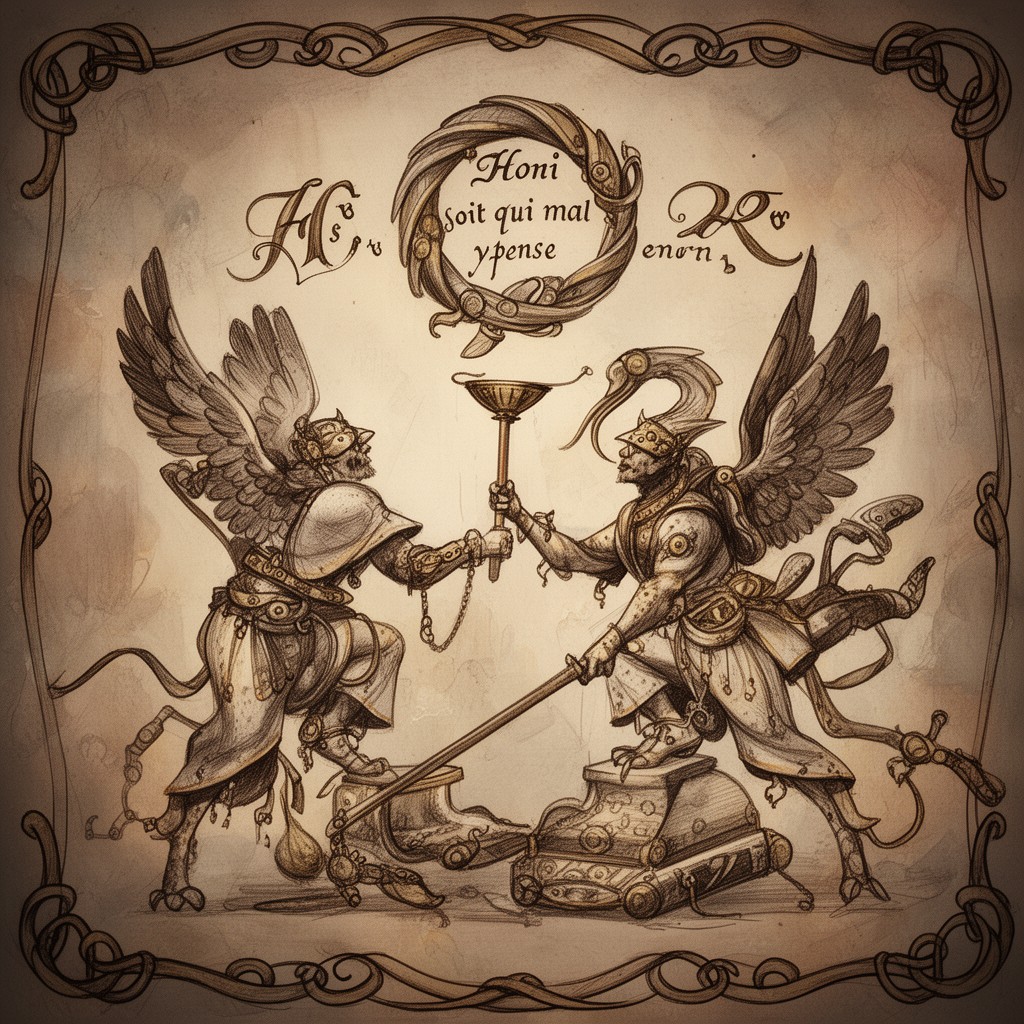 AI-generated illustration of Honi soit qui mal y pense