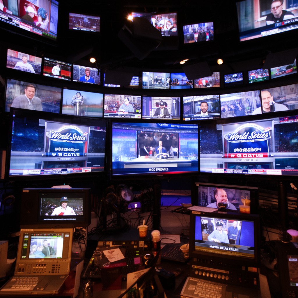 AI-generated illustration of World Series television broadcasts