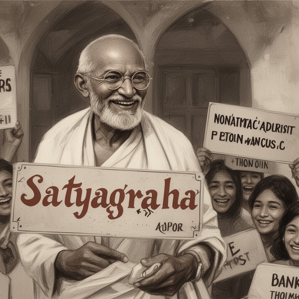 AI-generated illustration of Satyagraha