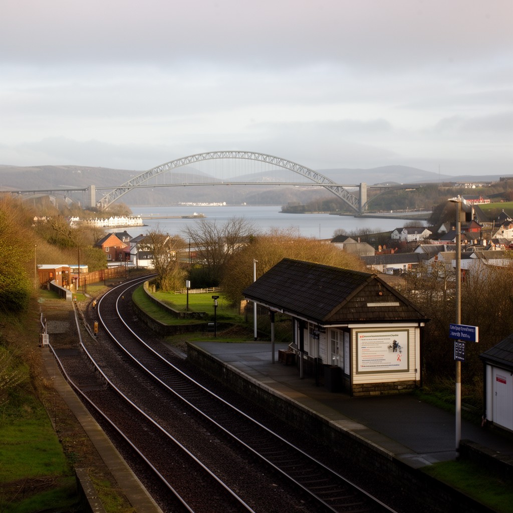 AI-generated illustration of North Queensferry railway station