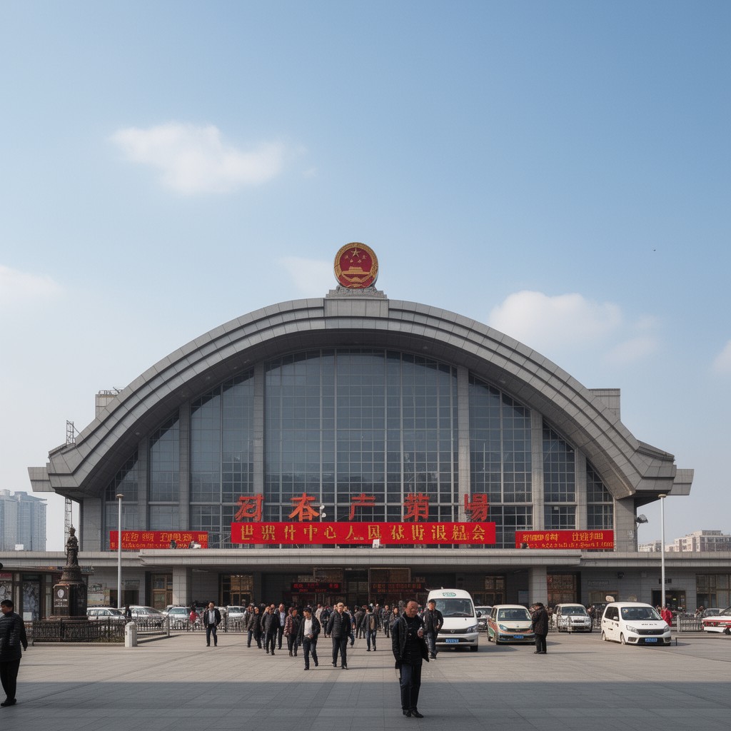 AI-generated illustration of Beijing Railway Station