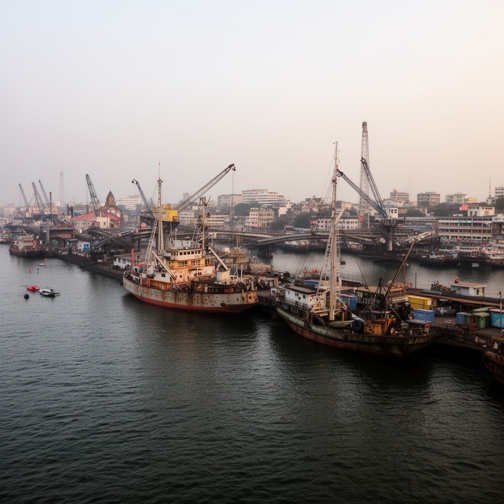 AI-generated illustration of Mumbai Harbour