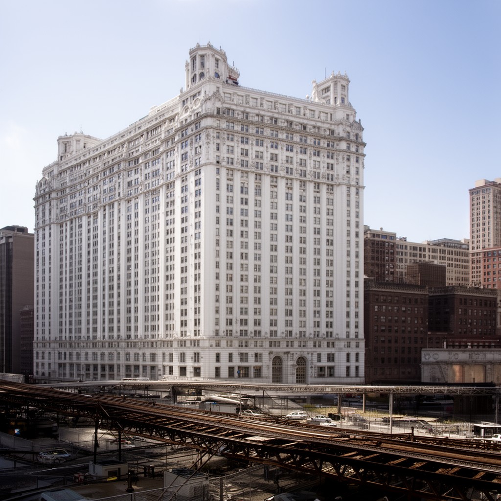 AI-generated illustration of Railway Exchange Building (Chicago)