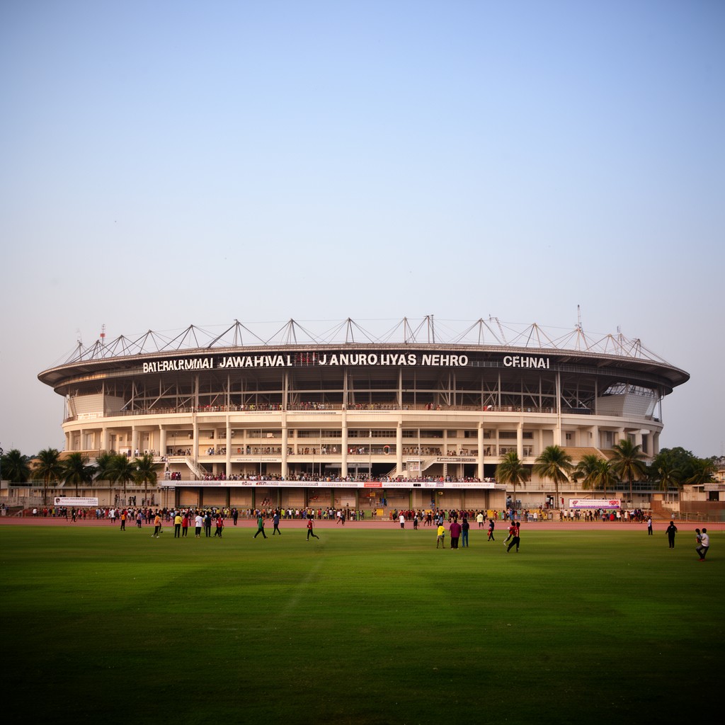 AI-generated illustration of Jawaharlal Nehru Stadium, Chennai