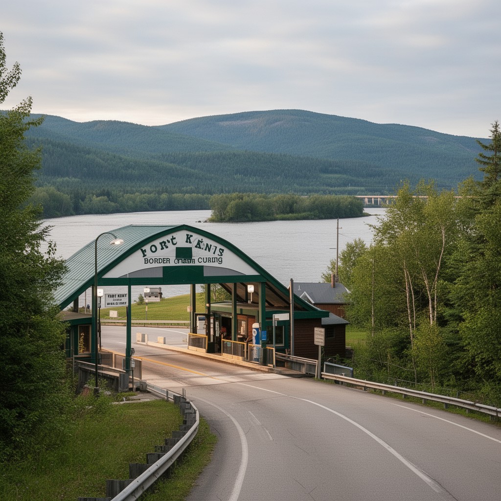 AI-generated illustration of Fort Kent–Clair Border Crossing