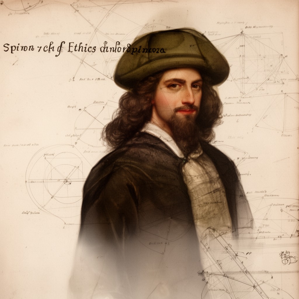 AI-generated illustration of Spinoza, Ethics, Part I