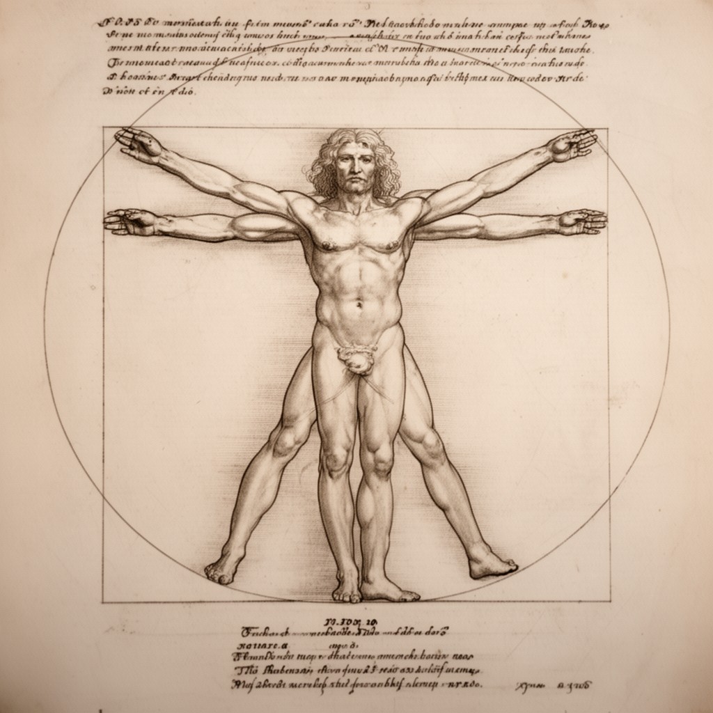 AI-generated illustration of Vitruvian Man