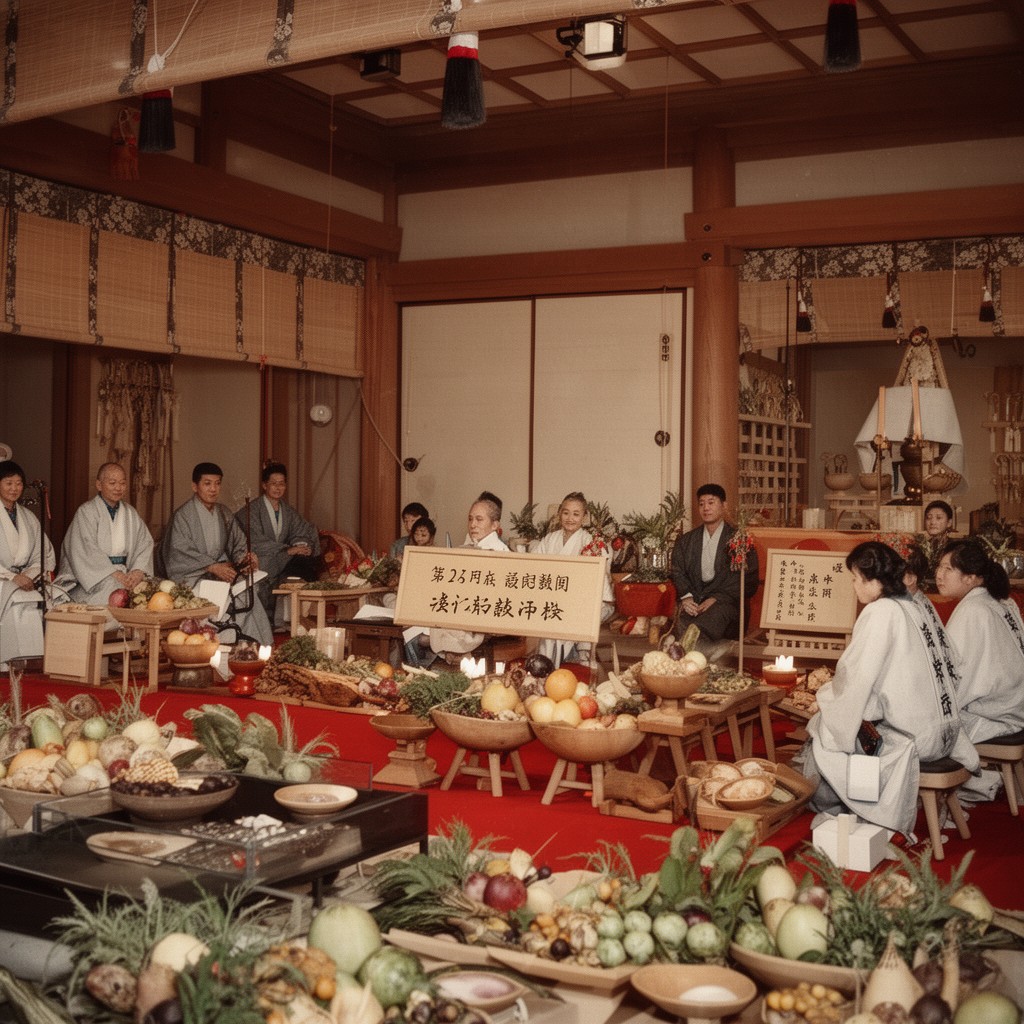 AI-generated illustration of Daijōsai (Great Thanksgiving Festival) ceremonies