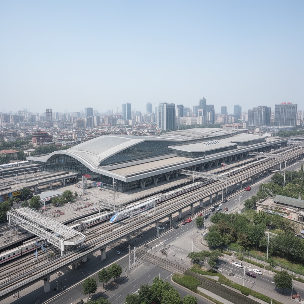 AI-generated illustration of Beijing South Railway Station
