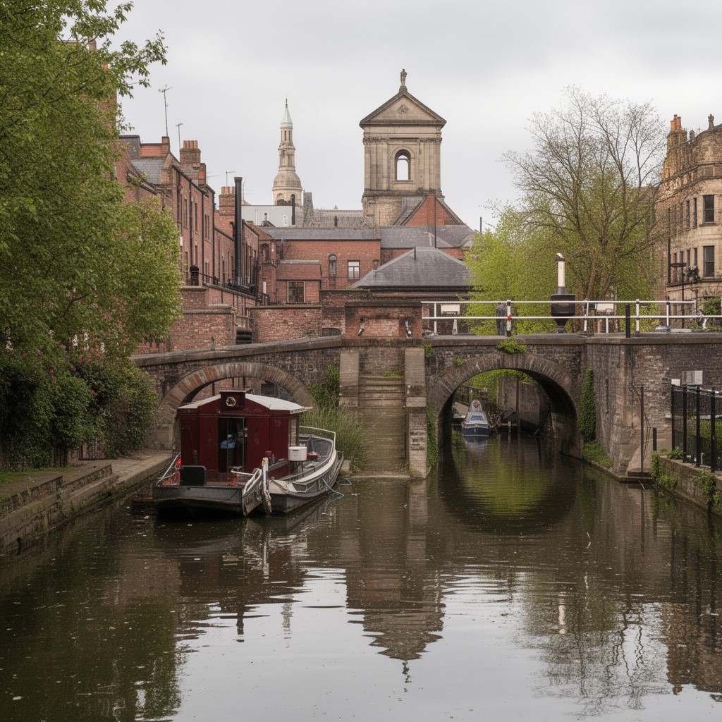 AI-generated illustration of Bridgewater Canal and Rochdale Canal junction