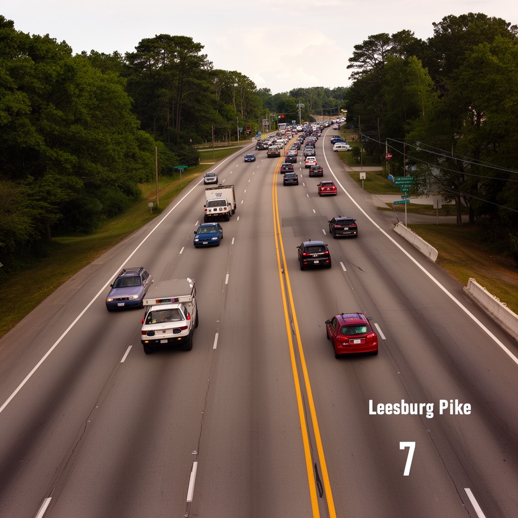 AI-generated illustration of Leesburg Pike (Virginia State Route 7)