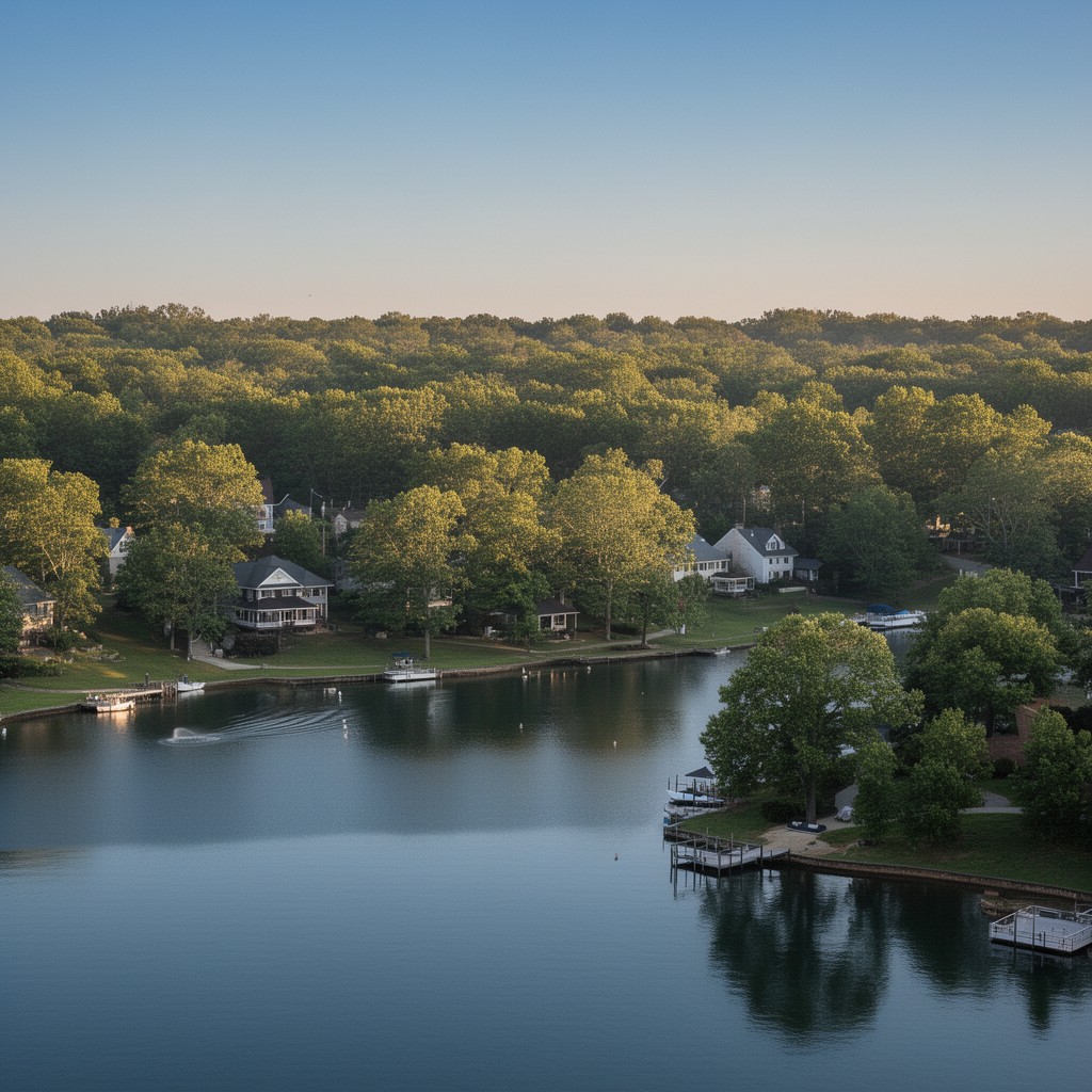 AI-generated illustration of Lake Barcroft, Virginia