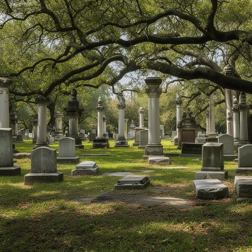 AI-generated illustration of Glenwood Cemetery, Houston, Texas, United States