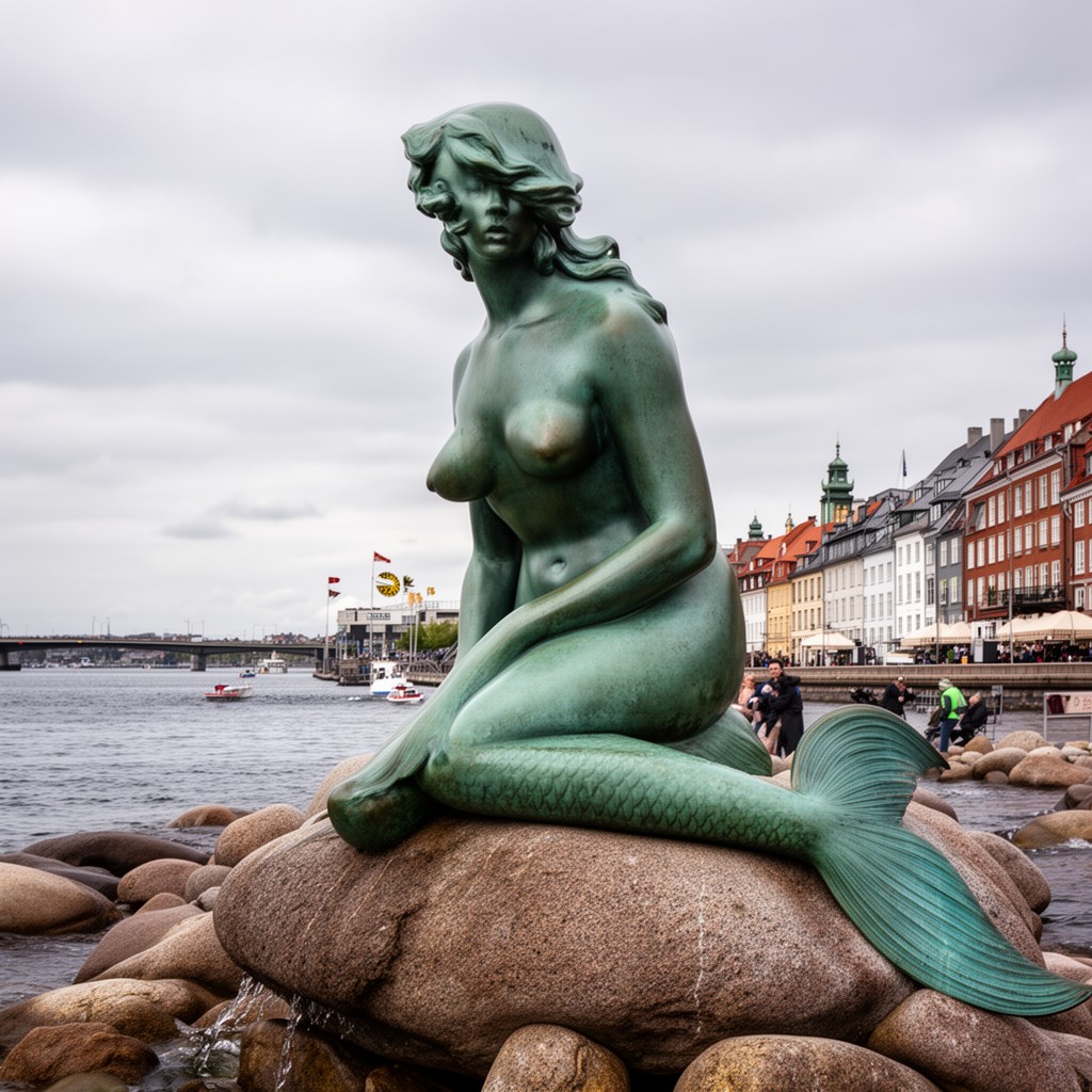 AI-generated illustration of The Little Mermaid statue